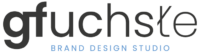 Logo gfuchste Brand Design Studio in schwarz und blau